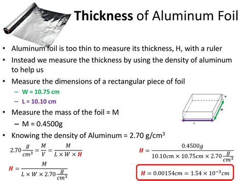 thickness of aluminum foil formula